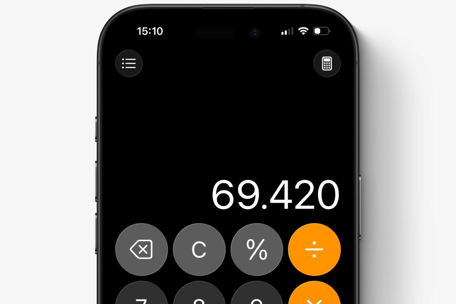 برگشت دکمه C/AC به ماشین‌ حساب آیفون با iOS 26